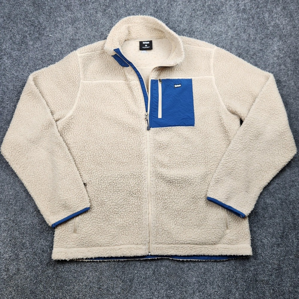 Teton Gravity Research Fleece Jacket Mens XL Beige Sherpa Full Zip Ski‎ Outdoor